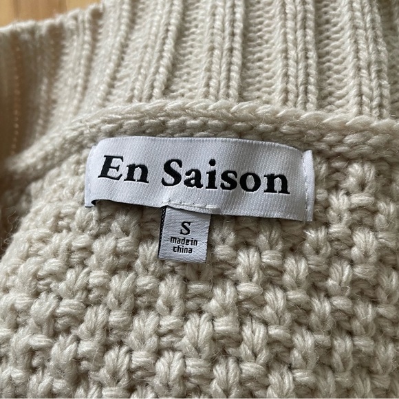 En Saison Natural Beige V-Neck Cable-Knit Sleeveless Sweater Vest EUC Size Small - Picture 9 of 12